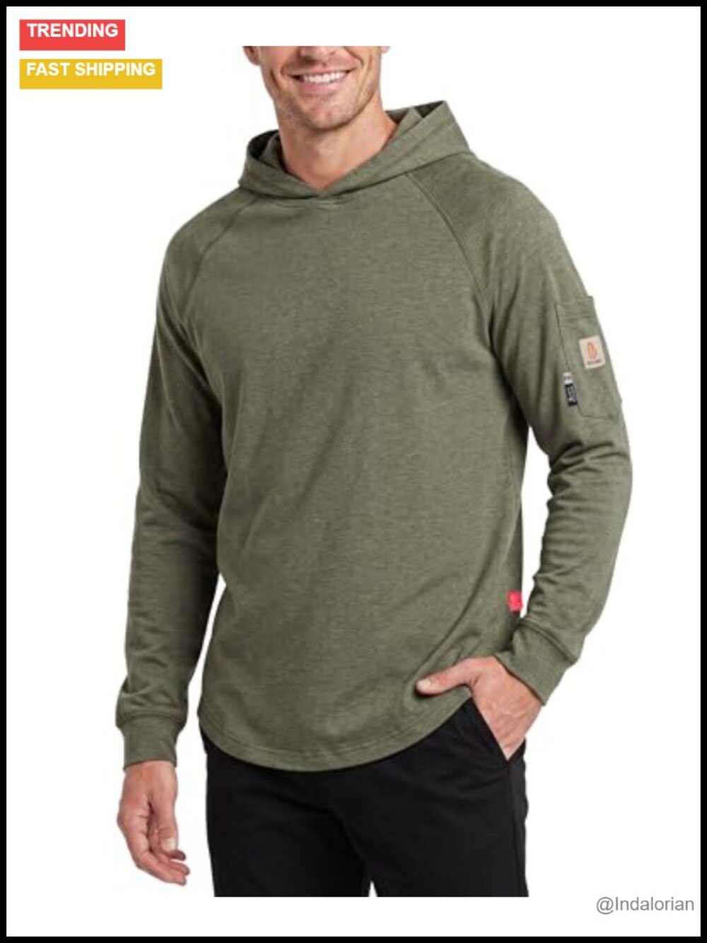 FR Hooded T-Shirt 6oz Midweight Flame Resistant Arc Rated CAT 2 Long Sleeve